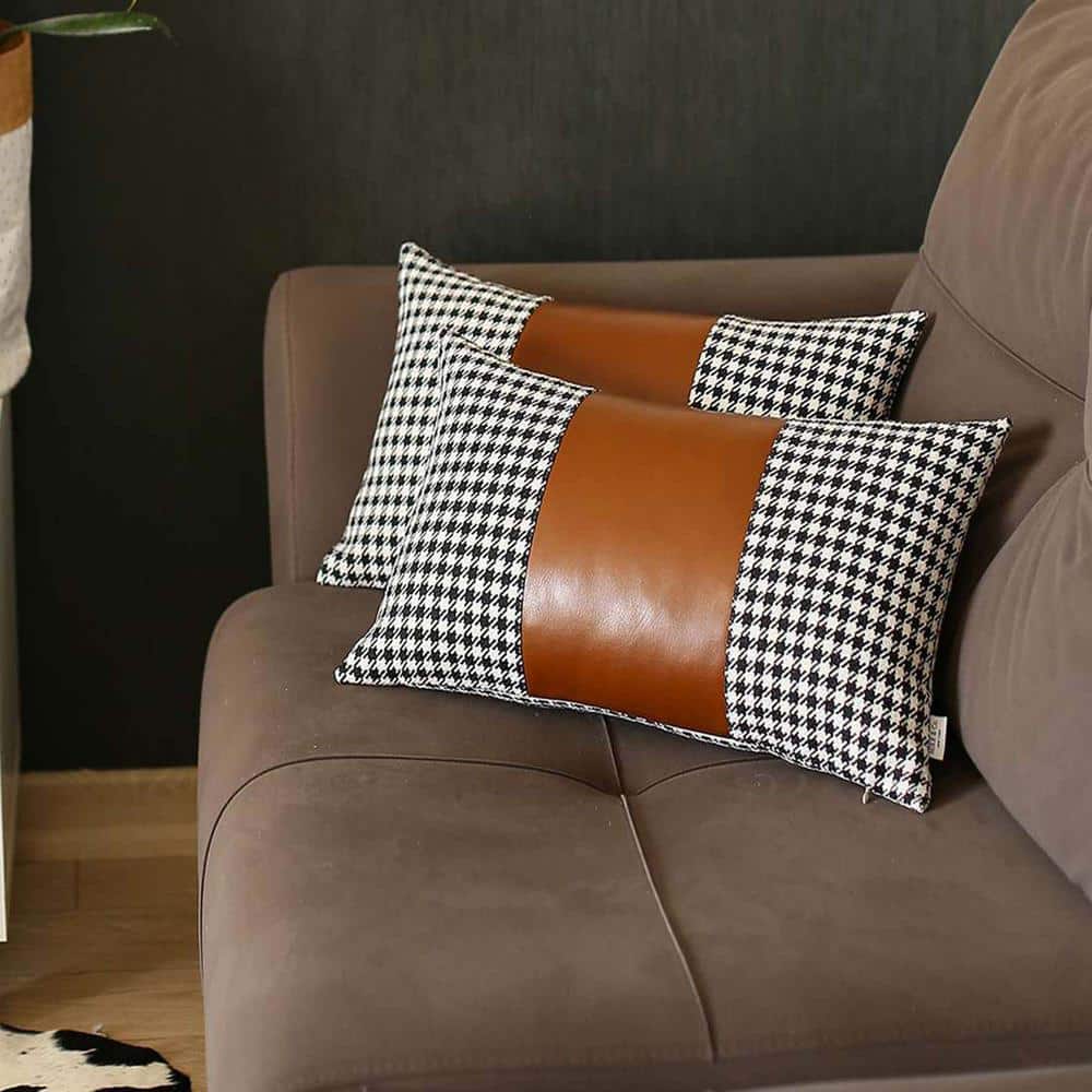 Western Pillow Covers 18 x 18 Set of 4, Faux Leather Throw Pillow Covers  and Cowhide Accent Printing Hidden Zippered Pillowcase Modern Farmhouse