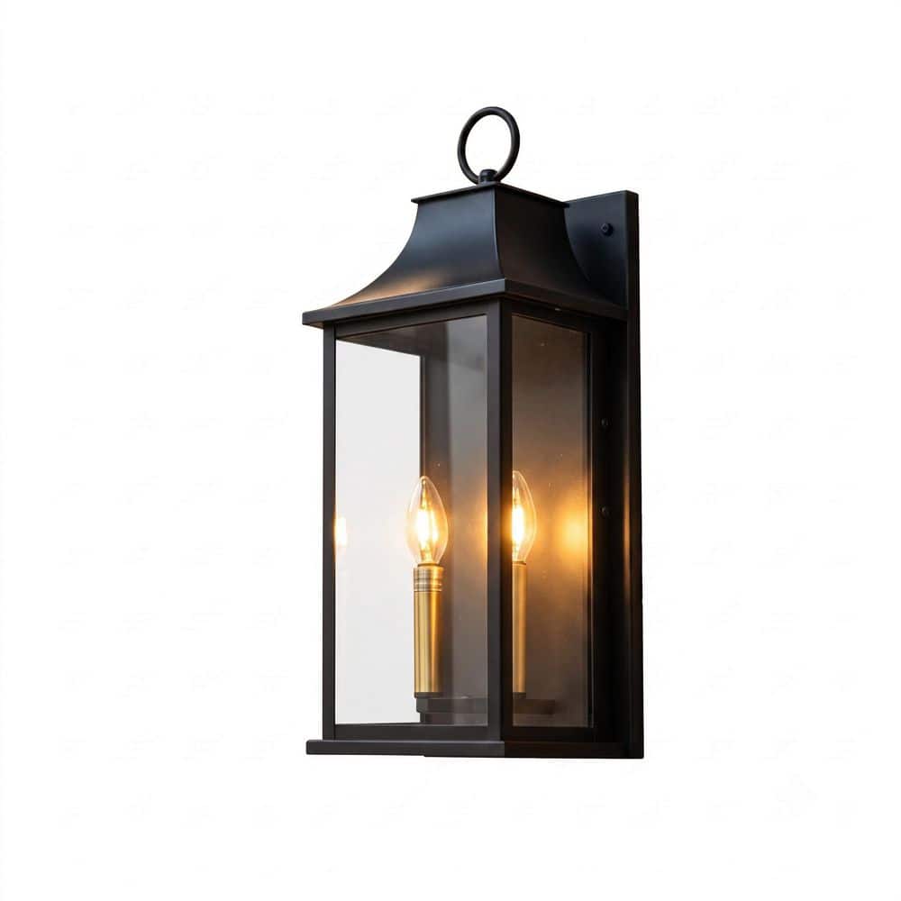 Outdoor Life Black 2-Light Lantern Outdoor Sconce 20 in. Hardwired with Bulb Not Included price history on PriceWatchPro