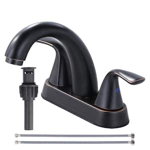 4 in. Centerset Double Handle Bathroom Faucet with Drain Kit Included in Oil Rubbed Bronze