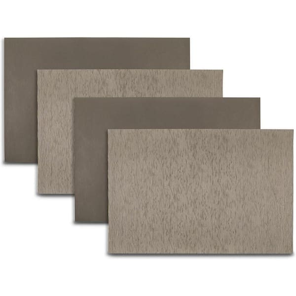 Ridges 18 in" x 12 in" Taupe Reversible Vegan Leather Wipe Clean Placemat Set of 4