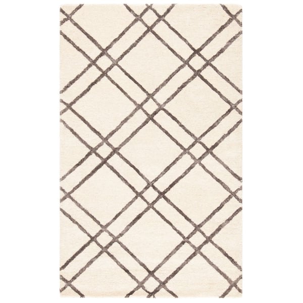 SAFAVIEH Himalaya Ivory/Dark Gray Doormat 3 ft. x 5 ft. Geometric Diamonds Area Rug