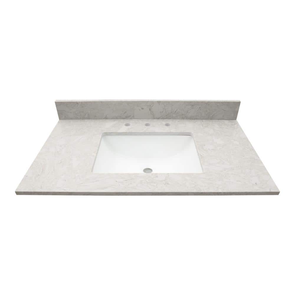 Drifting Fog 15.13 in. W x 20.38 in. D Engineered Marble Vanity Top in . Wh