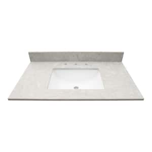 Drifting Fog 15.13 in. W x 20.38 in. D Engineered Marble Vanity Top in . White with White Rectangular Single Sink