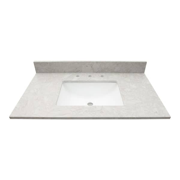 Fogara 15.13 in. W x 20.38 in. D Engineered Marble Vanity Top in . White with White Rectangular Single Sink