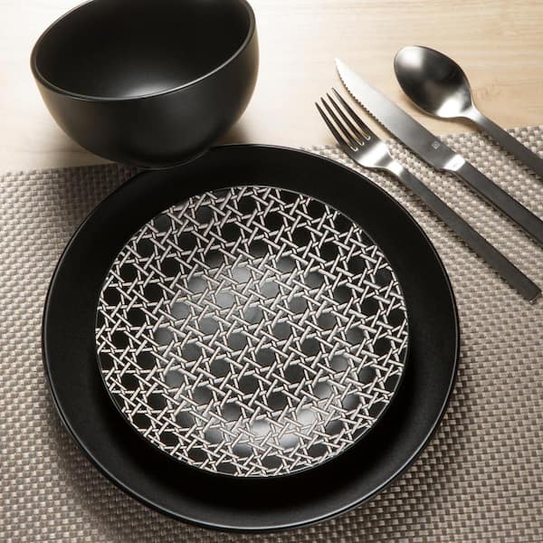 Sango Kane 12-Piece Casual Black Stoneware (Service for 4)