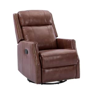 Helena Brown Leather Swivel Recliner with Adjustable Headrest