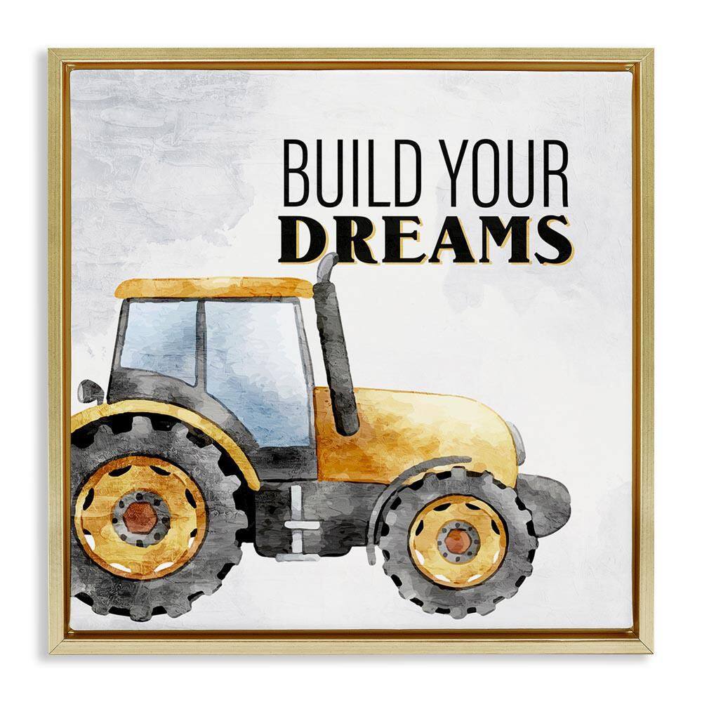 Build Your Dreams Phrase by Kim Allen Gold Floater Frame Typography Graphic Art Print 25 in. x 25 in.