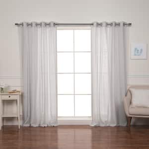 52" W X 84" L 100% Linen Silver Grommet Curtain Set Light Grey