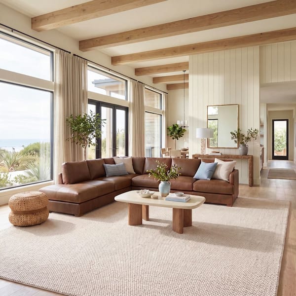 Natura 9 ft. x 12 ft. Beige/Ivory Textured Solid Area Rug