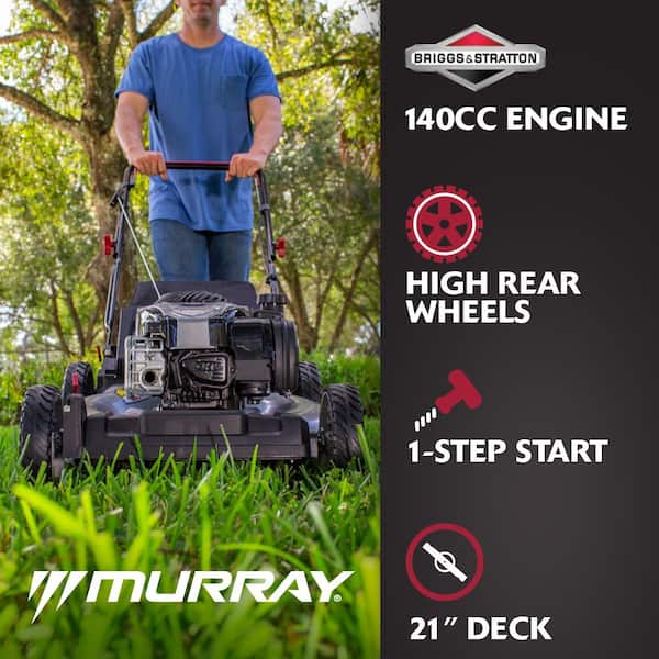 Murray 21 in. 140 cc Briggs and Stratton Walk Behind Gas Push Lawn Mower  with Height Adjustment and with Mulch Bag MNA152703 - The Home Depot