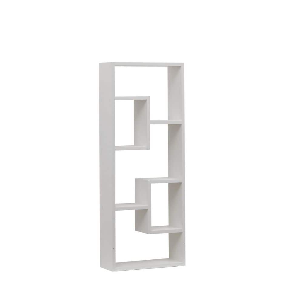 White Bookshelf 14.2 in. x 36.2 in. Wood Wall Mounted Photo Album Magazine 