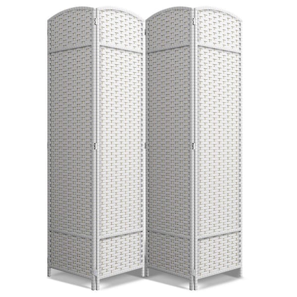 4-Panel Room Divider 6 ft. Tall, Extra Wide Double Hinged Privacy Screen Panels, Partition Room Dividers, White Solid