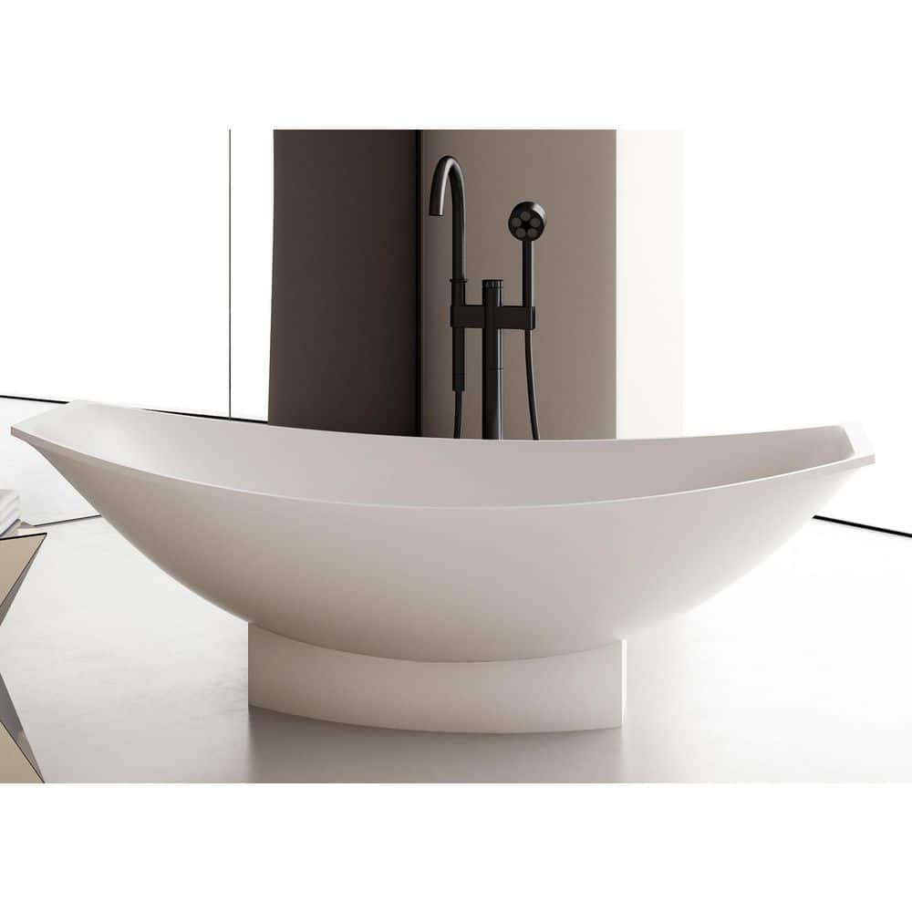 White Solid Surface Freestanding Hammock Style Bathtub