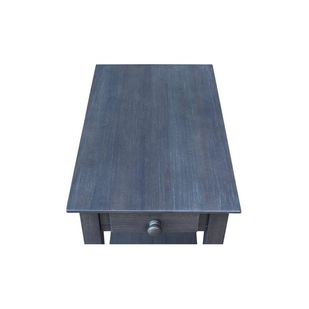 Ocean Blue Traditional Elegant Solid Parawood End Table with Storage