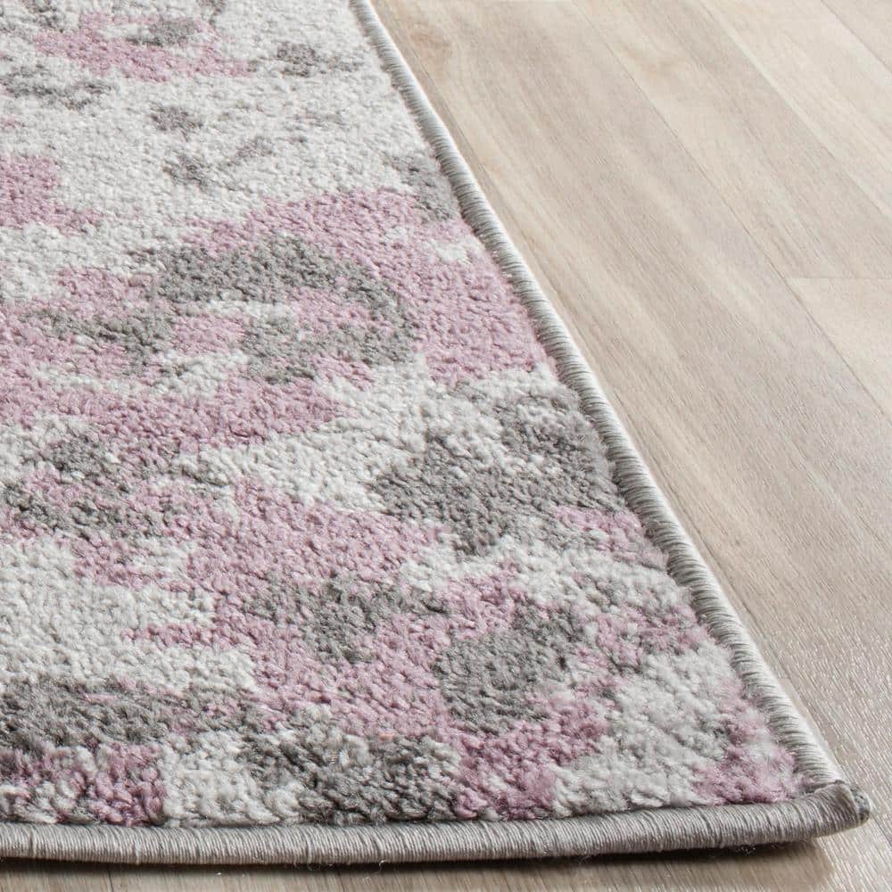 Adirondack Light Grey and Purple Floral 9' x 12' Area Rug