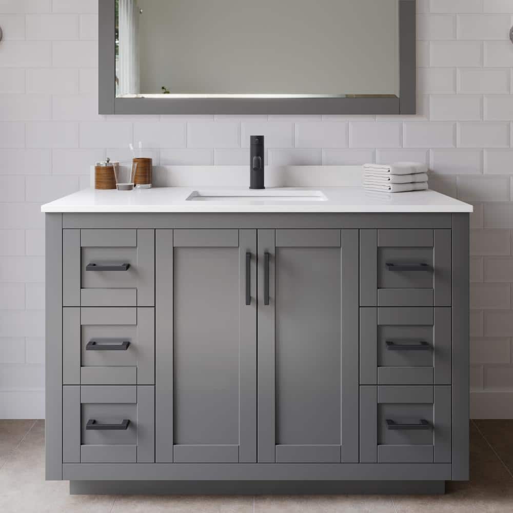 Miranda 48'' Dark Gray Bathroom Vanity with Marble Top and Mirror