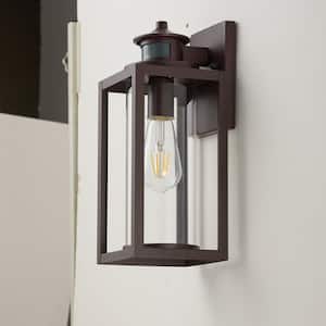 Oil Rubbed Bronze Motion Sensing Outdoor Wall Outlet Wall Sconce Lantern with No Bulbs Included Clear Glass Shade