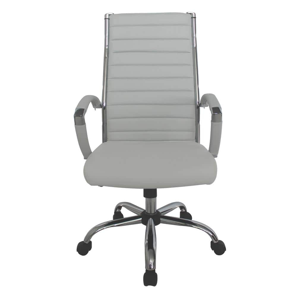 Tufted white leather low back office chair