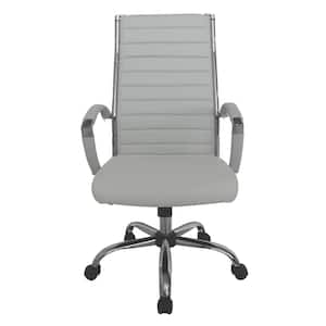 Kiddle White Faux Leather Seat Tall Office Chair with Non-Adjustable Arm