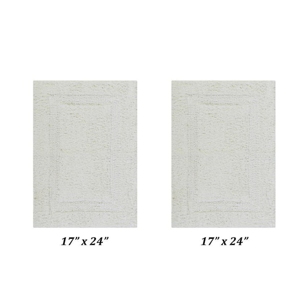 Lux Collection Ivory 17 in. x 24 in. and 17 in. x 24 in. 100% Cotton 2-Piece Bath Rug Set
