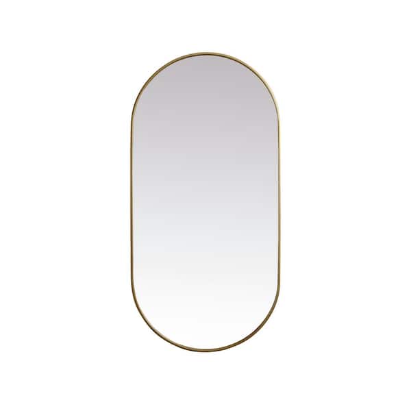 Unbranded Timeless Home 30 in. W x 60 in. H x Modern Metal Framed Oval Brass Mirror
