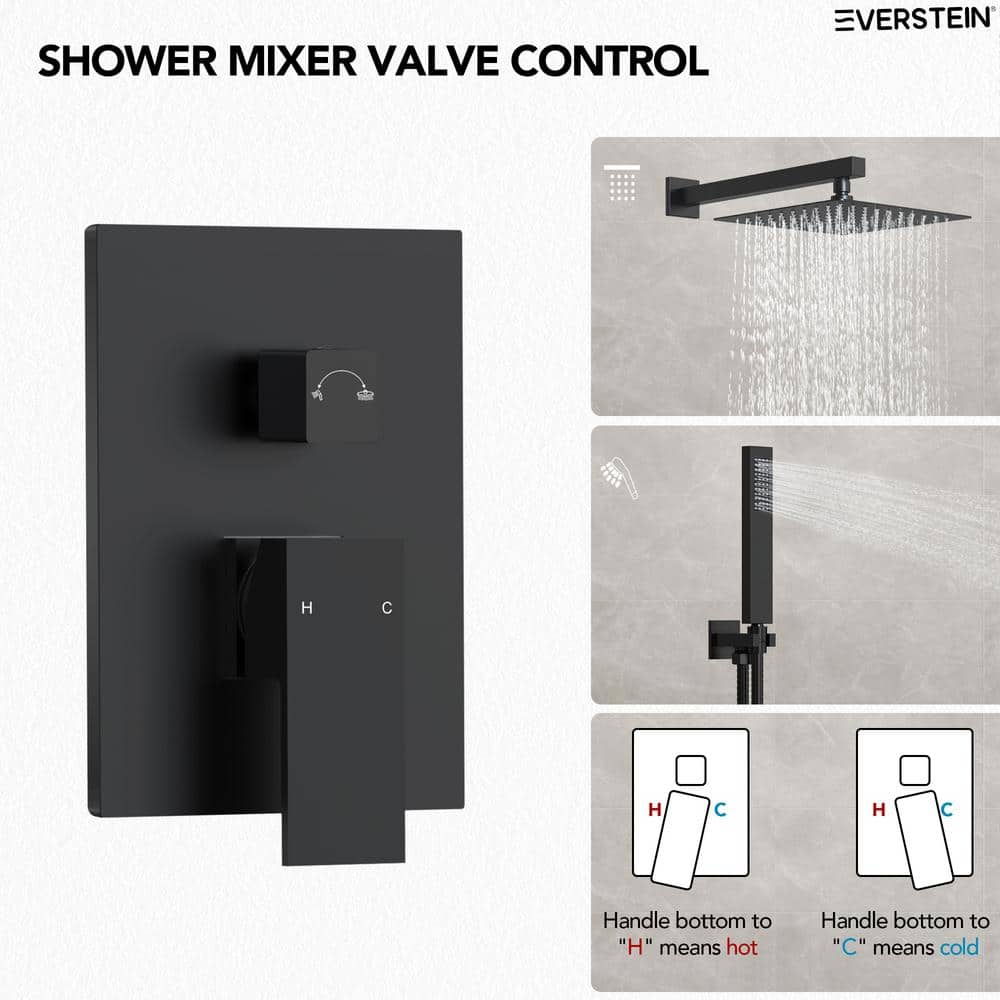Matte Black 10-Inch Rainfall Shower System with Handheld Spray