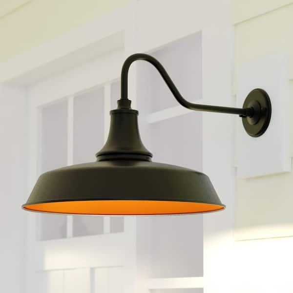 Dorado 1-Light Dusk to Dawn Bronze Gold Farmhouse Barn Dome Outdoor Wall Lantern Sconce