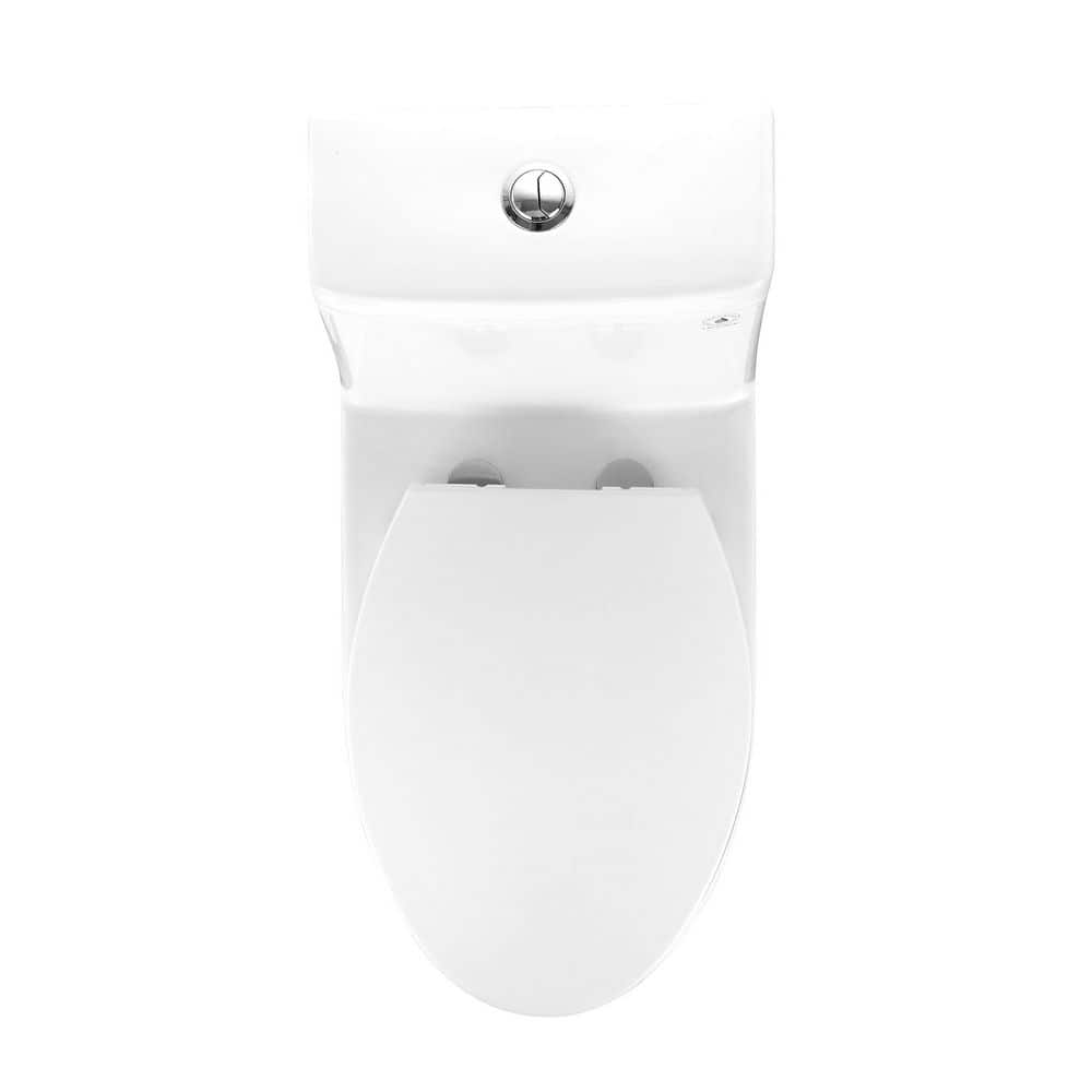 White Ceramic Elongated Dual Flush One-Piece Toilet