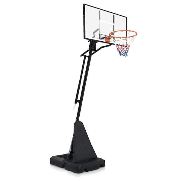 Black 43.30 in. W Portable Basketball Hoop with Rebound Board and Wheels, Adjustable Height 8.04 ft. to 10.01 ft.