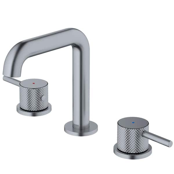 Karran Tryst Widespread 2-Handle Three Hole Bathroom Faucet with Matching Pop-up Drain in Stainless Steel