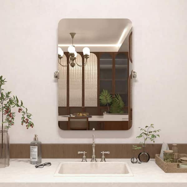 Solvix 24 in. H x 36 in. W Rectangular Framed Tilt Wall Mount Bathroom Vanity Mirror in Chrome
