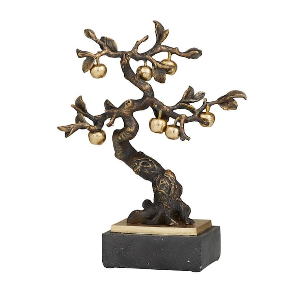 Litton Lane 13 in. x 10 in. Bronze Polystone Eclectic Floral and botanical Sculpture
