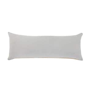 Sincere Soft Gray Solid Cozy Poly- Fill 14 in. x 36 in. Lumbar Throw Pillow