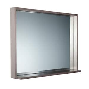 Allier 36.00 in. W x 26.00 in. H Framed Rectangular Bathroom Vanity Mirror in Gray Oak