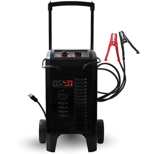 DSR Professional Grade 12 and 24 Volt, 200 Amp Manual Wheeled Battery Charger and Jump Starter