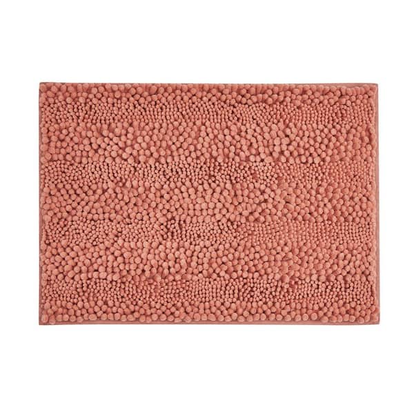 Laura Ashley Astor With TPR Backing 17 in. x 24 in. Coral Solid Color Polyester Rectangle Bath Mat