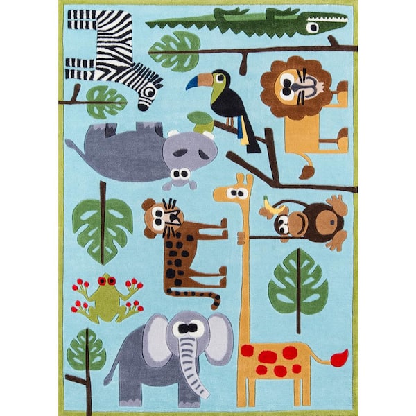 Momeni Caprice Animals Blue 4 ft. x 6 ft. Indoor Area Rug