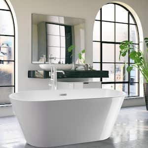 Domme 59 in. x 29.5 in. Soaking Bathtub with Center Drain in White/Polished Chrome