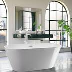 Domme 59 in. Acrylic Flatbottom Freestanding Non-Slip Bathtub in White