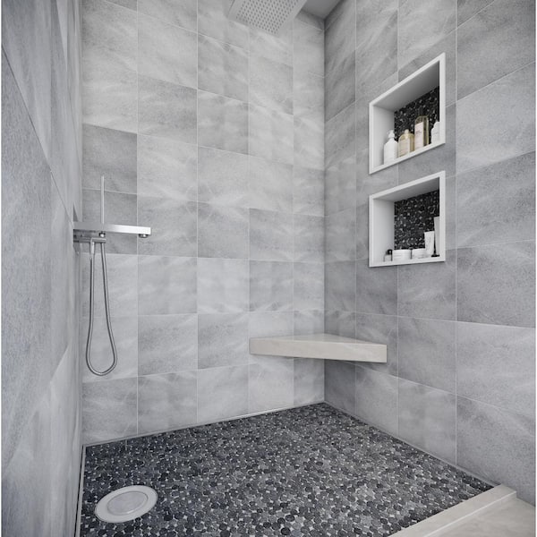 Stone Penny Rounds Black 4 in. x 6 in. Honed Basalt Mesh-Mounted Mosaic Tile Sample (0.67 sq. ft./Each)
