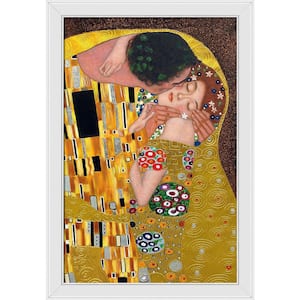 The Kiss (Luxury Line) by Gustav Klimt Galerie White Framed People Oil Painting Art Print 28 in. x 40 in.