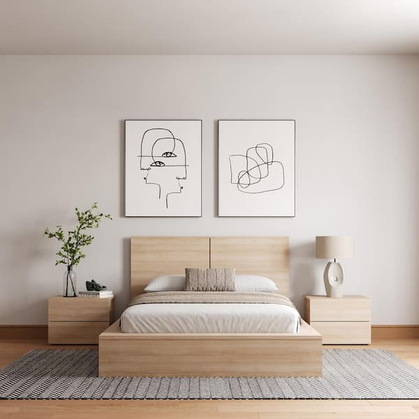 James 4-Piece Natural Blonde Oak Full Size Bedroom Set