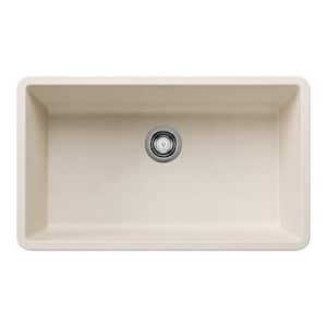 Diamond Silgranit 33.5 in. Undermount Single Bowl Soft White Granite Composite Kitchen Sink