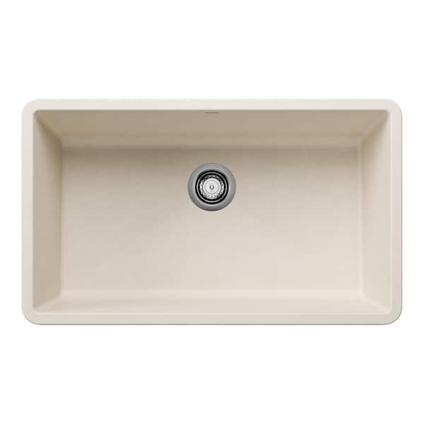 Blanco Diamond Silgranit 33.5 in. Undermount Single Bowl Soft White Granite Composite Kitchen Sink