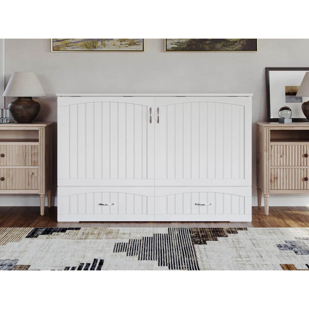 AFI Aspen White Queen Wood Murphy Bed Chest With Mattress Storage And   White Afi Murphy Beds Ac554142 64 1000 