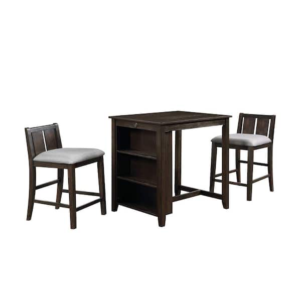 Benjara Modern Style 28 in. Brown Wooden Double Pedestal Dining Table Set (Seats 2)