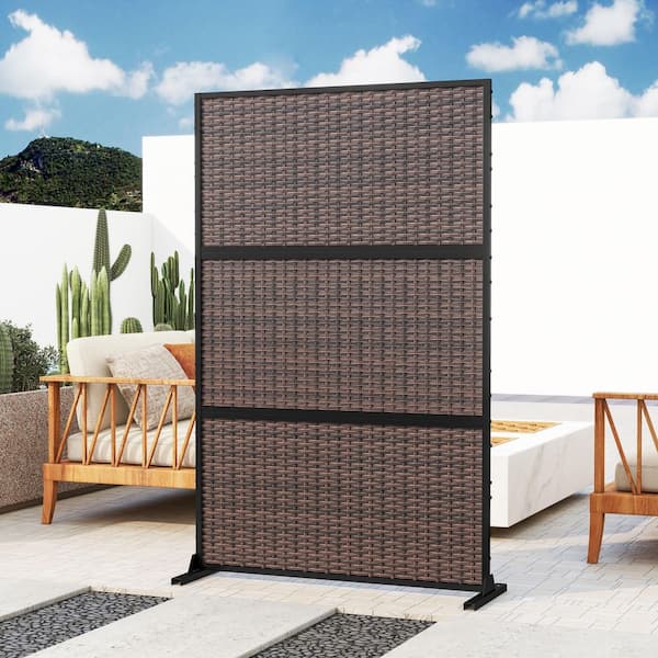 72.1 in. Privacy Metal Garden Fence Outdoor Screen Panels in Brown (1-Pack)