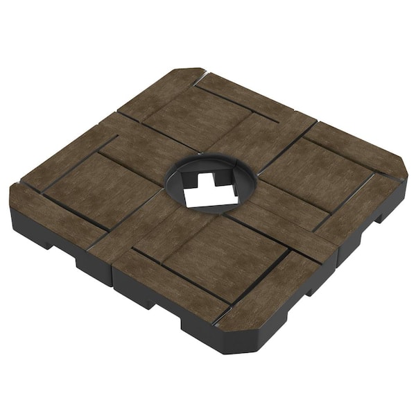 Otryad 4 Piece Cantilever Patio Umbrella Base Weight Set, 175lbs. Capacity Water or 230 lbs. Capacity Sand in Brown