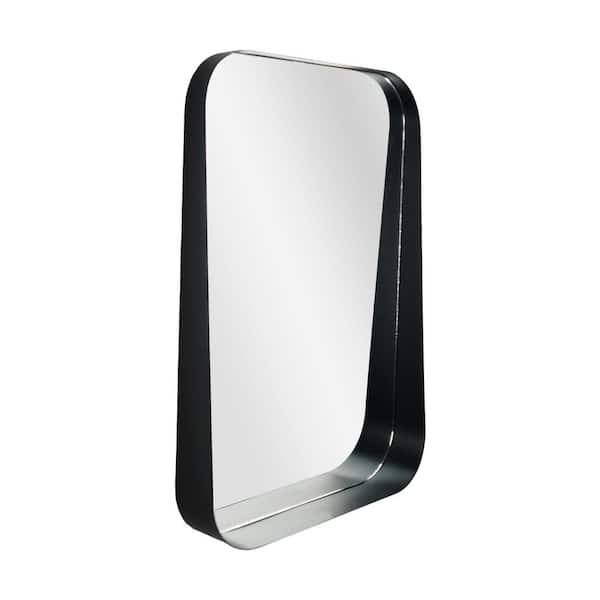 Deco Mirror 20 in. x 28 in. Thin Black Raised Lip Metal Framed Rectangle Wall Mirror
