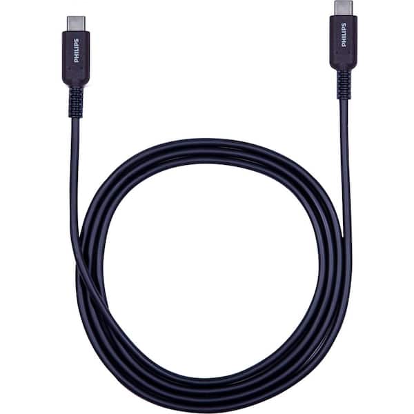 Philips 6' Cable, USB-A to USB-C 15W Charge - Black